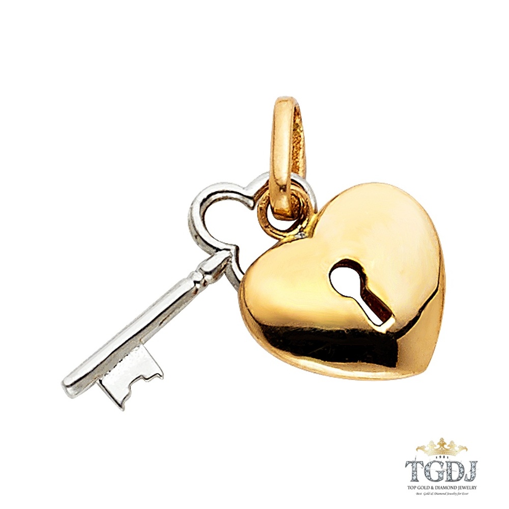 14K Two Tone Key to My Heart Pendant